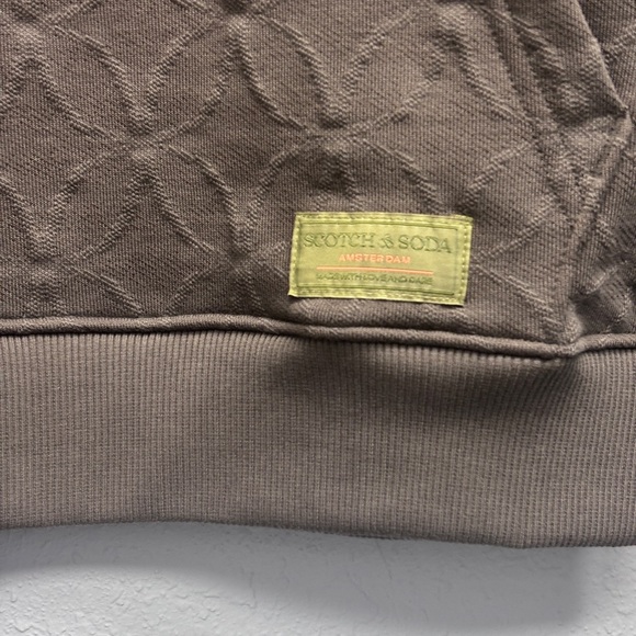 NWT Scotch & Soda Men’s Sz Med Dark Brown Jacquard Terry Relaxed Fit Hoodie - Picture 6 of 16